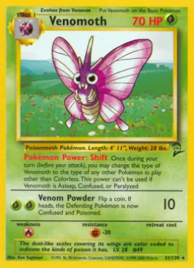 Venomoth (B2 31) Base Set 2