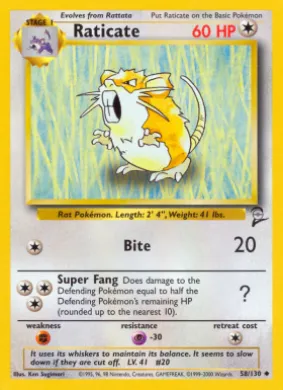 Raticate (B2 58) Base Set 2
