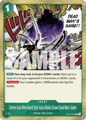 Demon Aura Nine Sword Style Asura Blades Drawn Dead Man's Game (OP12 OP12-037) Legacy of the Master