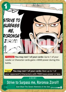 Strive to Surpass me, Roronoa Zoro!!! (OP14 OP14-036) The Azure Sea's Seven