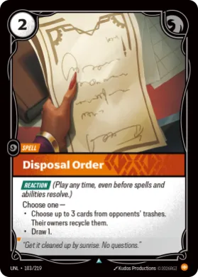 Disposal Order ( UNL-103/219) Unleashed