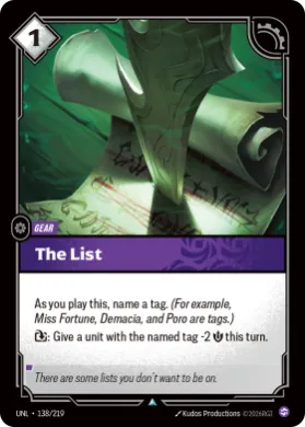 The List ( UNL-138/219) Unleashed