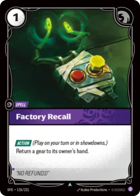 Factory Recall (SFD SFD-135/221) Spiritforged