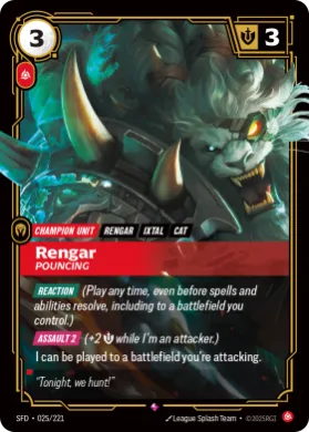 Rengar, Pouncing (SFD SFD-025/221) Spiritforged
