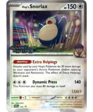 Hop's Snorlax (PR-SV SVP 184) SV Black Star Promos
