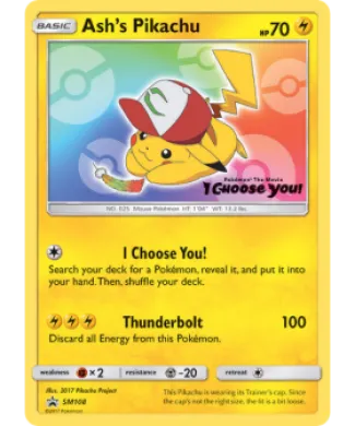 Ash's Pikachu (PR-SM SM108) SM Black Star Promos