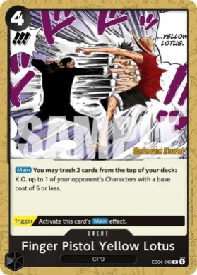 Finger Pistol Yellow Lotus (OP15P EB04-049) Promos: Adventure on Kami's Island