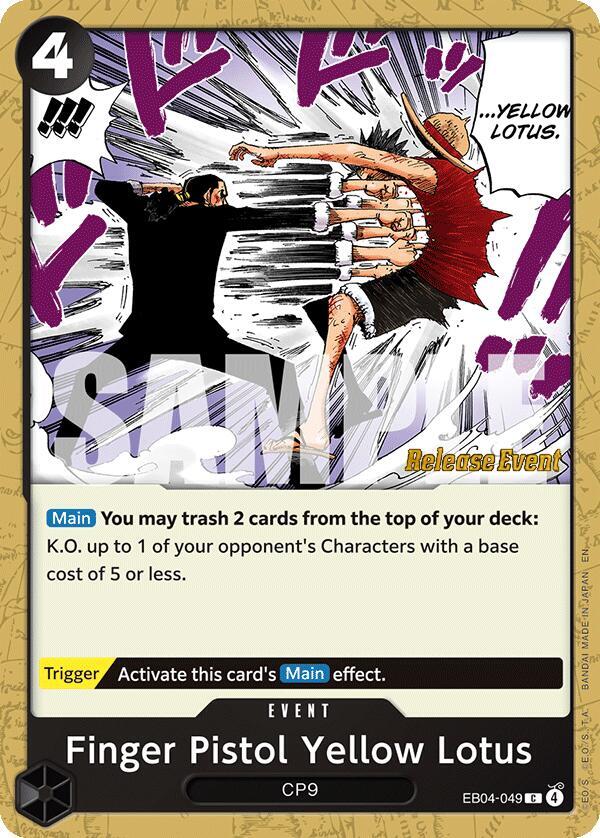 Finger Pistol Yellow Lotus EB04-049 One Piece card