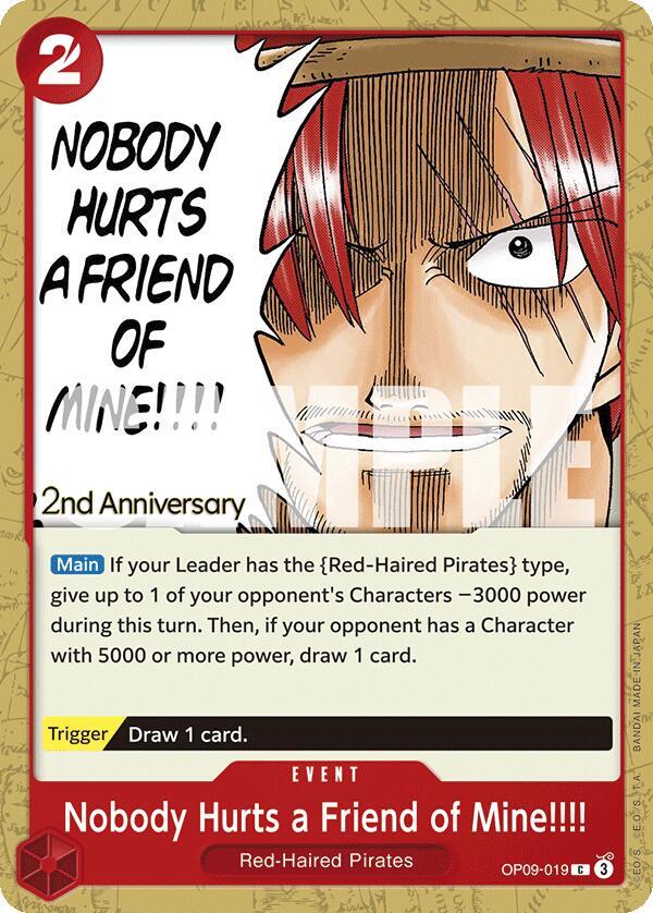 Nobody Hurts a Friend of Mine!!!! OP09-019 One Piece card