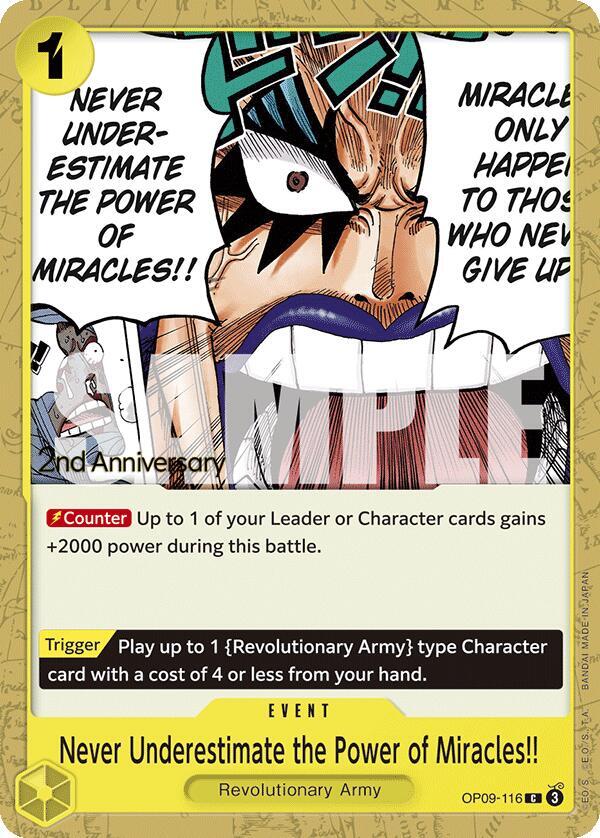 Never Underestimate the Power of Miracles!! OP09-116 One Piece card