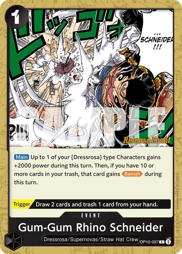 Gum-Gum Rhino Schneider OP10-097 One Piece card
