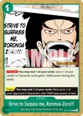 Strive to Surpass me, Roronoa Zoro!!! (OP14P OP14-036) Promos: The Azure Sea's Seven