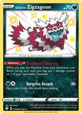 Galarian Zigzagoon (SHF SV078) Shining Fates