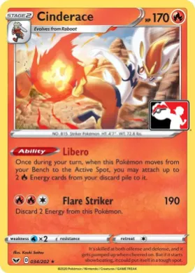 Cinderace ( 034/202) Play! Pokémon Prize Pack Series One