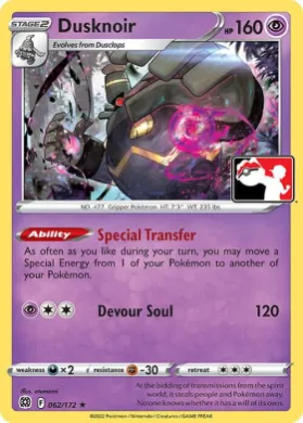 Dusknoir ( 062/172) Play! Pokémon Prize Pack Series Two