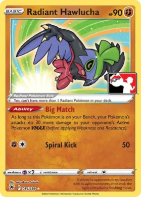 Radiant Hawlucha ( 081/189) Play! Pokémon Prize Pack Series Three