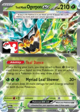 Teal Mask Ogerpon ex ( 025/167) Play! Pokémon Prize Pack Series Six