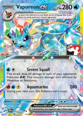 Vaporeon ex ( 023/131) Play! Pokémon Prize Pack Series Seven