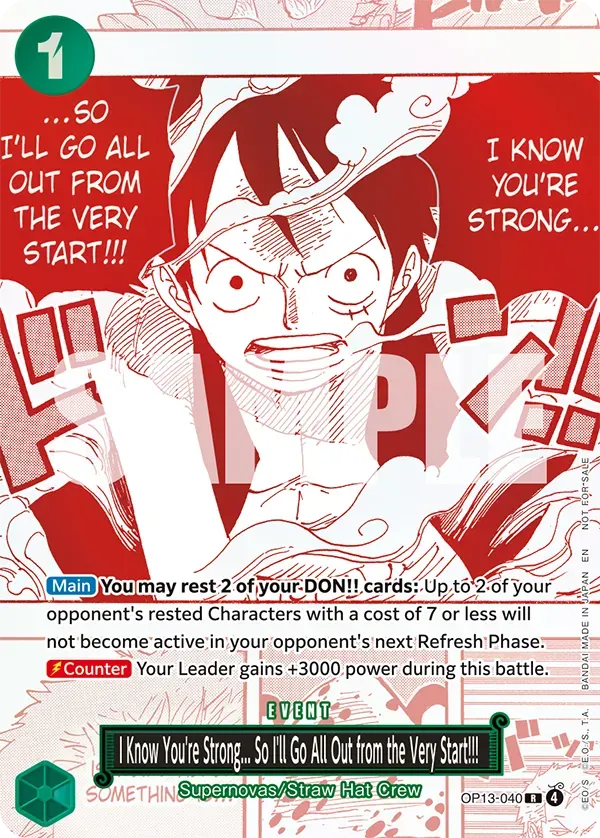 I Know You're Strong... So I'll Go All Out from the Very Start!!! OP13-040 One Piece card