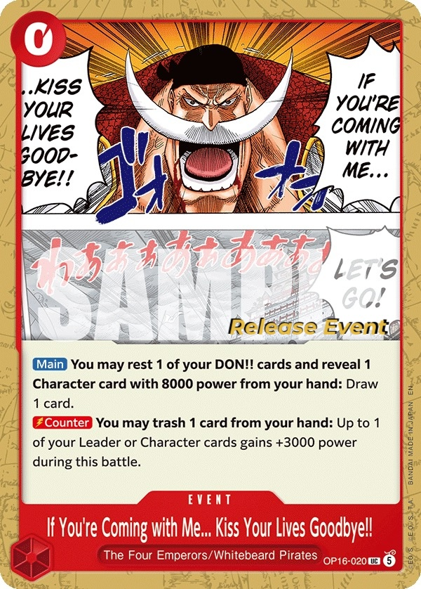 If You're Coming with Me... Kiss Your Lives Goodbye!! OP16-020 One Piece card