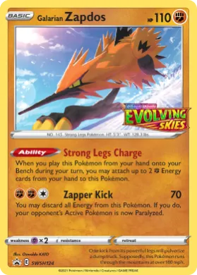 Galarian Zapdos (PR-SW SWSH124) SWSH Black Star Promos