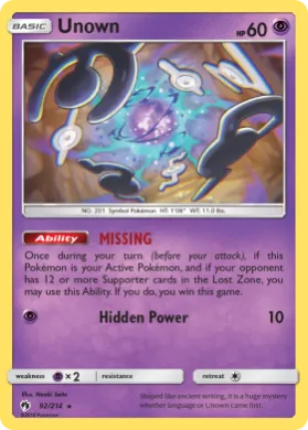 Unown (LOT 92) Lost Thunder